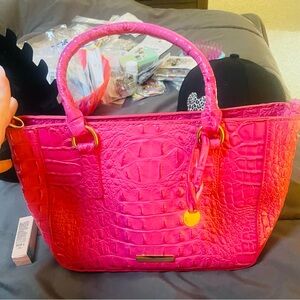 Vibrant Pink Crocodile-Embossed Women's Handbag